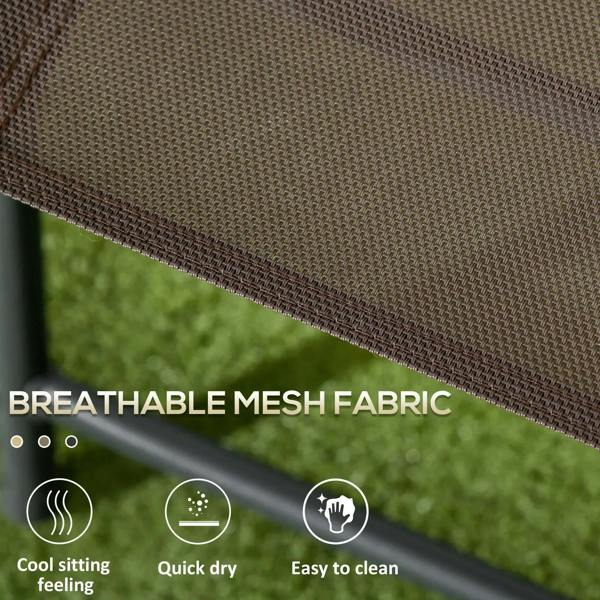 Breathable mesh fabric seat and back panel, dark brown/gray
