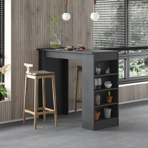 Decortie Swallow Modern Kitchen Bar Dining Table with 4-Tier Storage Shelves H 102cm