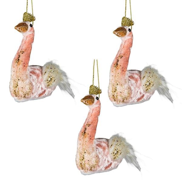 12x13cm Light Pink Swan Christmas Hanging Decorations, 3 Pack for Elegant Seasonal Display image 1