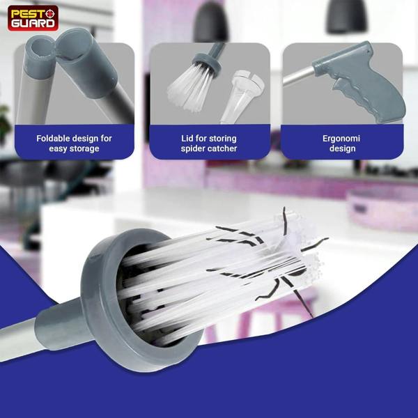 PEST GUARD Foldable Spider Catcher 83cm - Long Handle Insect & Bug Catcher Tool – Humane Spiders Grabber for Home Use