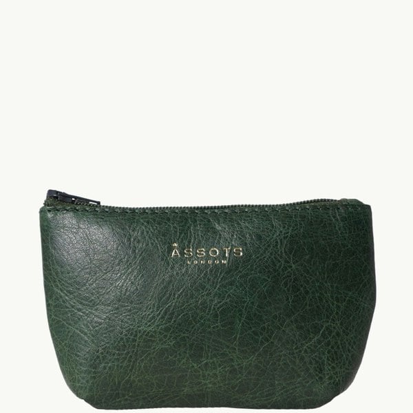 Assots London 'Diana' Tree Top Green Full Grain Leather Zip Top Coin Purse