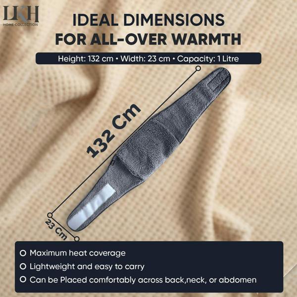 LKH HOME COLLECTION Wearable Hot Water Bottle with Cover UK - 1Litre Wrap Around Hot Water Bottles with Adjustable Belt, Luxurious Sherpa