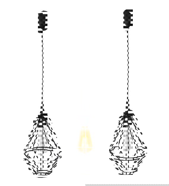 Milagro Colin Black Pendant Lamp 1XE27 Hand Made Matt Black Cage Style Lamps Creating Industrial Chic