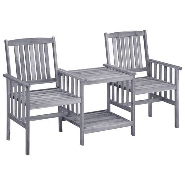 Berkfield Garden Chairs with Tea Table 159x61x92 cm Solid Acacia Wood