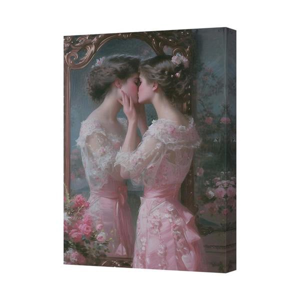 Benjamin Tate Design Romantic Pink Lace Portrait Canvas Wall Art Print Decor