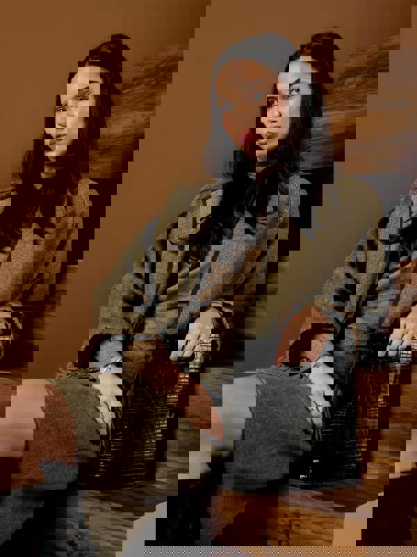 GWD Meredith Wool Blend Tassel Jacket – Olive Herringbone