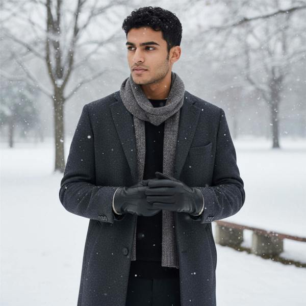 Infinity Leather Men’s Italian Leather Warm Wool Lining Winter Gloves - M-LGV-405