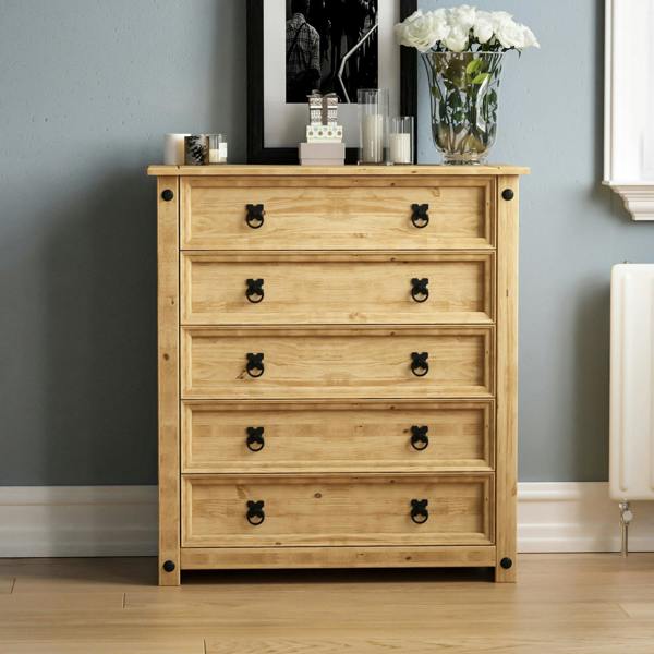 Vida Designs Corona Rustic 5 Drawer Chest