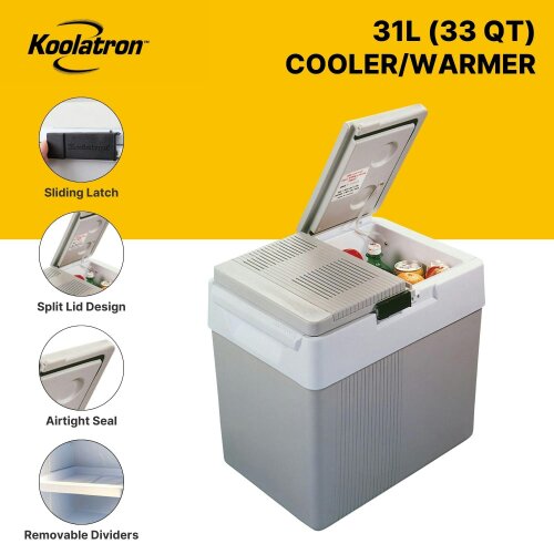 Koolatron 31L Electric Cool Box Warmer Mini Car Fridge Portable Iceless Cooler for Travel Camping