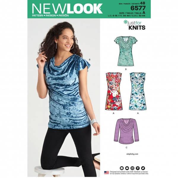 New Look Sewing Pattern 6577, Tops for Women, A (6-8-10-12-14-16-18) - Easy