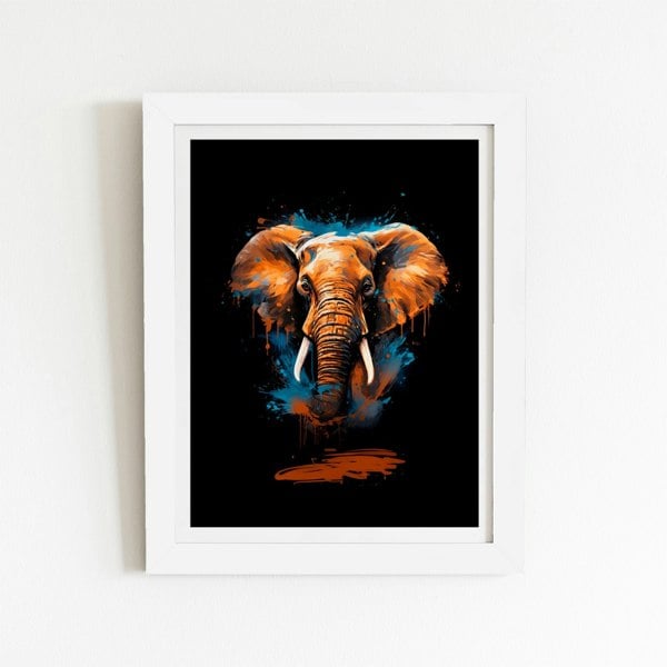 Warren Reed Splashart Elephant Blue Art Prints