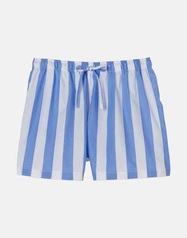 British Boxers Women's Crisp Cotton Sleep Shorts – Boat Blue Stripe