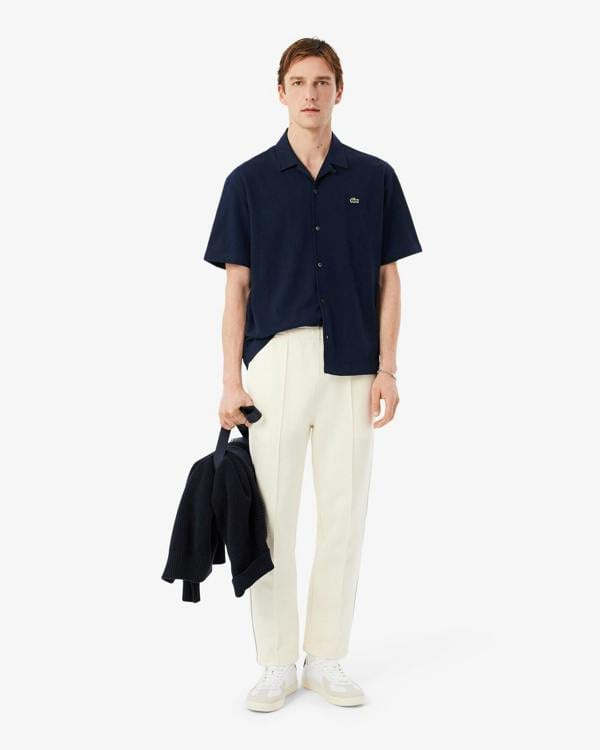 Lacoste Relaxed Fit Short Sleeved Mens Piqué Shirt - Navy Blue 166 | CHO | Designer Mens Short Sleeve Shirts