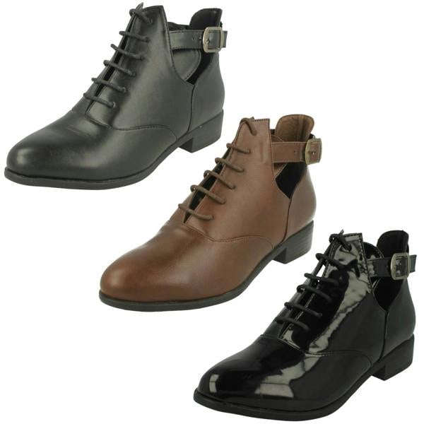 Spot On Ladies Spot On Cut Out Ankle Boots