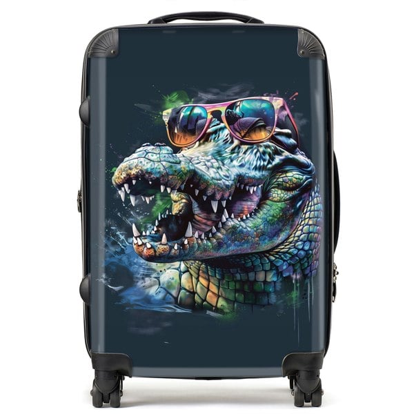 Warren Reed Crocodile In Glasses Splashart Suitcase