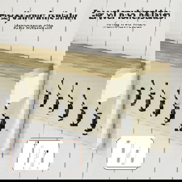 Levede Coat Rack Wall Mounted Shelf 7 Double Hooks Storage Entryway Hallway