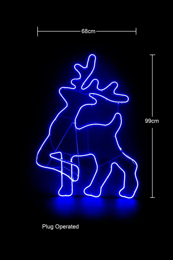 Walking Reindeer Neon Effect Rope Light Silhouette Blue LEDs Outdoor Christmas Display image 3