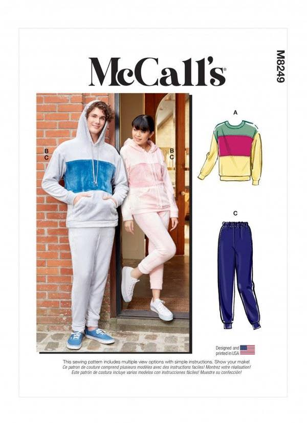 McCalls 8249 Paper Sewing Pattern – Men's & Women's Top, Trousers, Hoodie & Sweater, Size XL-XXXL, Easy