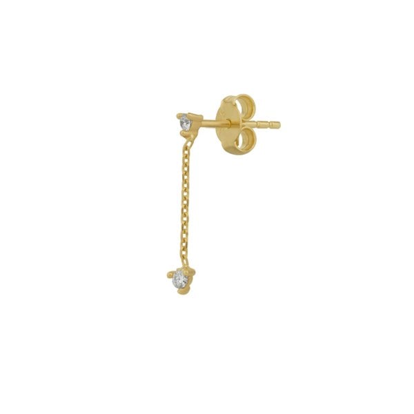Spero London Fine Double Diamond Drop Single Earring 14ct Solid Gold