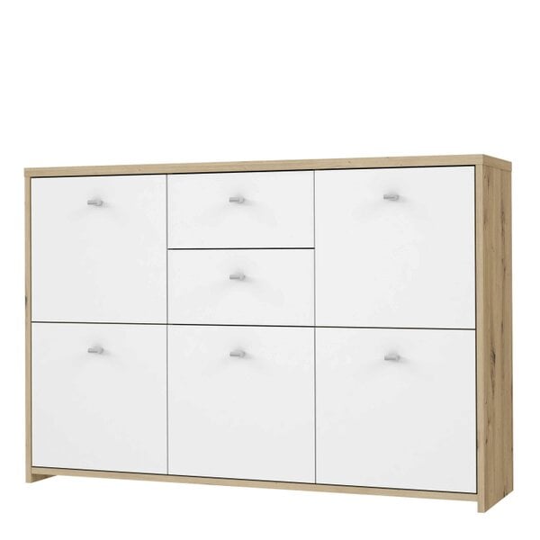 Wyld Haus Willowmere White and Artisan Oak Wood Chest Storage Cabinet 2 Drawers 5 Doors