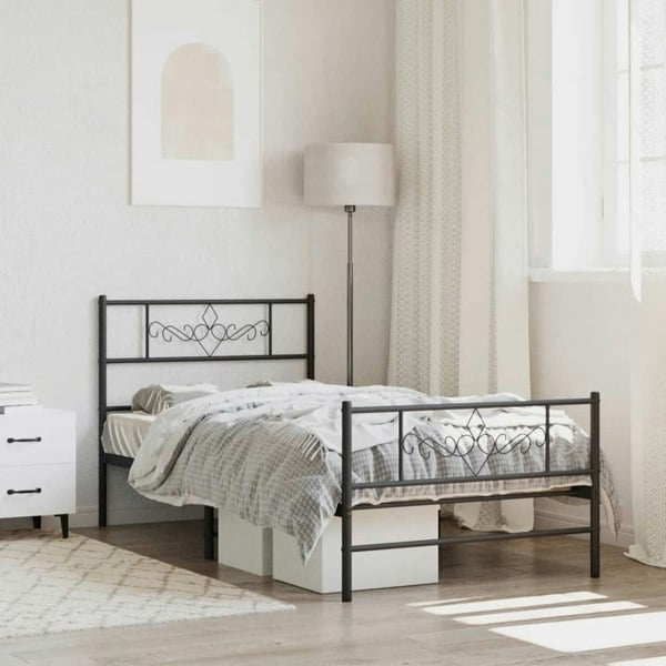 Berkfield Metal Bed Frame with Headboard and Footboard Black 100x200 cm