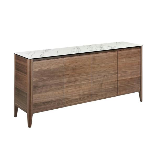 Angel Cerdá Walnut Sideboard With Glass Top Imitating Marble 3080