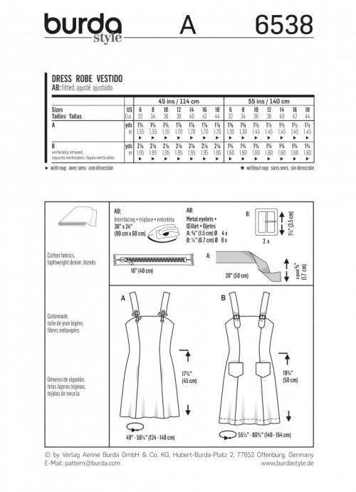 Burda Sewing Pattern 6538 Dresses For Women, 6 to 18 - Easy