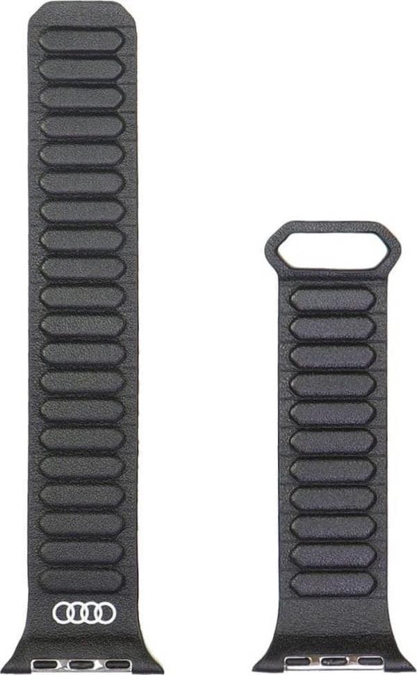Audi Logo Genuine Leather Magnetic strap for Apple Watch 44/45/46/49mm Black - AU-GL-AW44-49-GT/D2-BK