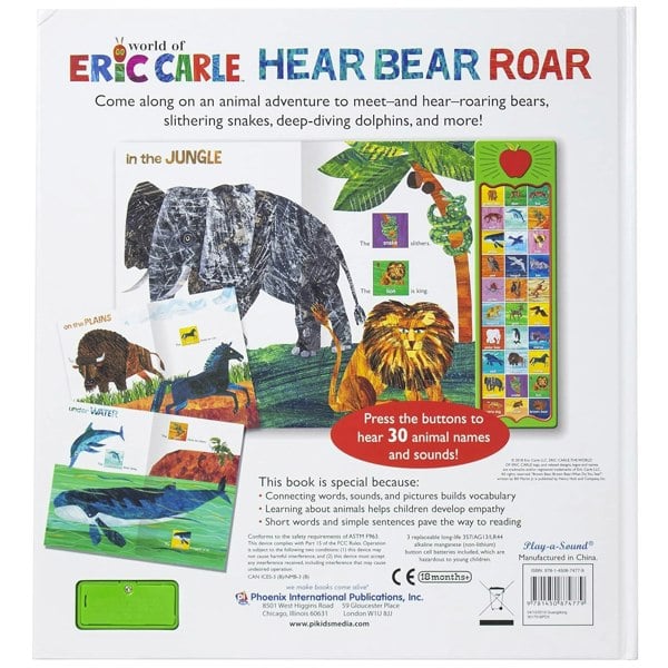 World of Eric Carle, Hear Bear Roar 30-Button Animal Sound Book - Great for First Words