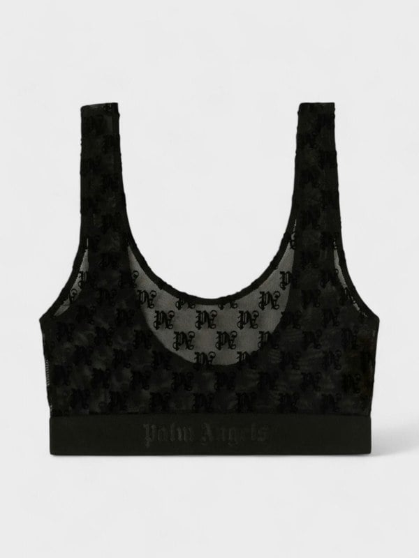 Palm Angels Monogram Lace Bra Black - Supplied FashionPalm Angels