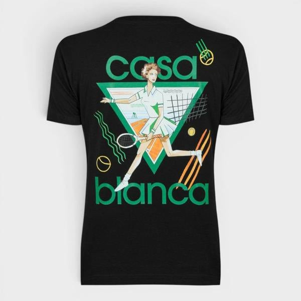 Casablanca Tennis Printed Fitted T-Shirt Black