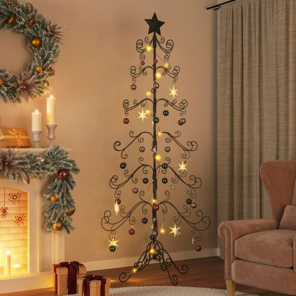 Berkfield Metal Christmas Tree for Decoration Black 215 cm