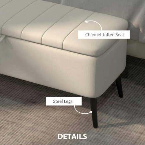 Wyld Haus Zimina Linen Look Cream Storage Ottoman Stripe Top