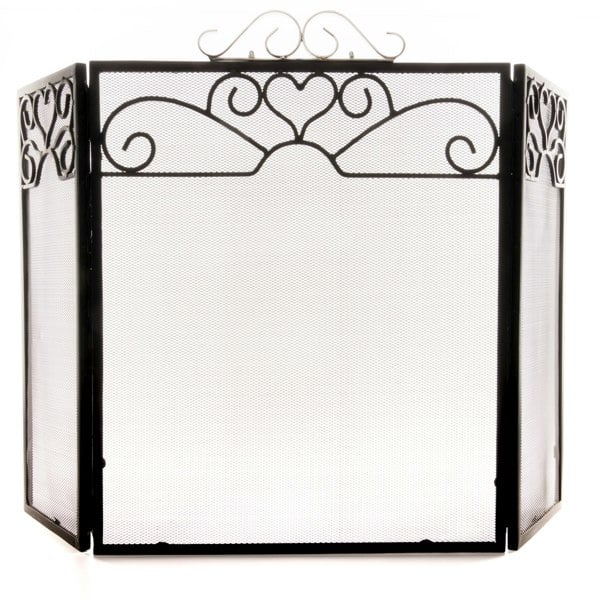 Hill Interiors Chrome Topped Fire Screen - Black/Silver