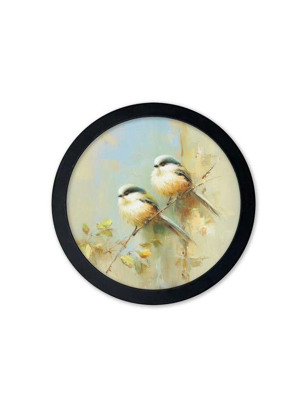 Exceptional Art Garden Birds - 30cm Black Round Box Frame