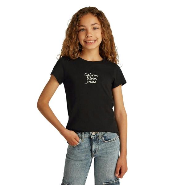 Calvin Klein Childrens/Kids Lettering Slim Short-Sleeved T-Shirt - Black - 
