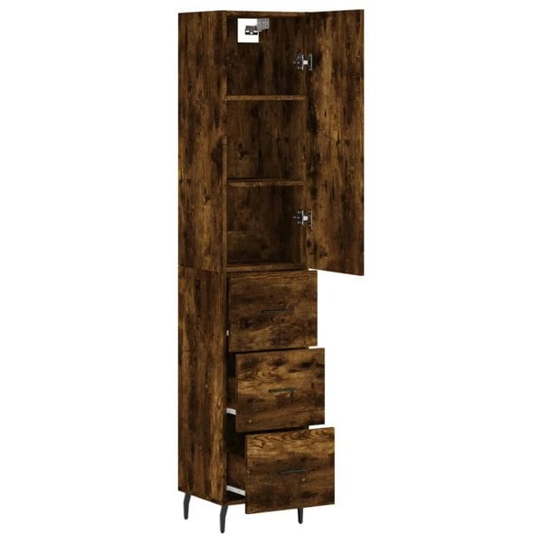 Berkfield Highboard Smoked Oak 34.5x34x180 cm Engineered Wood