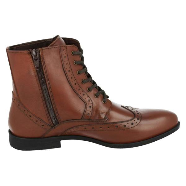 Leather Collection Ladies Leather Collection Brogue Lace Up Detailed Boots F4456