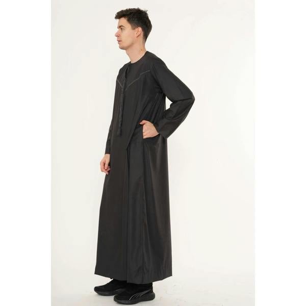 TT-008 - Men's Emirati Omani Arab Tassel Thobe - Charcoal - Thobez - 20