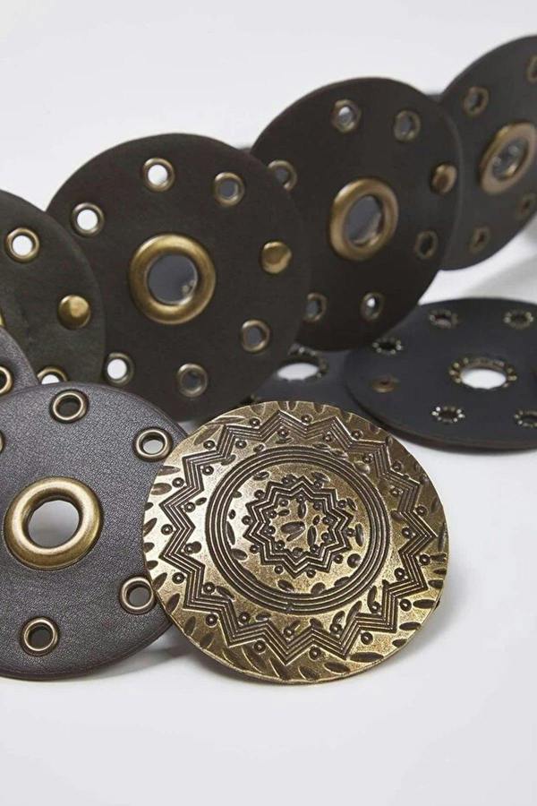 WOVCOR Faux Leather Belt with Troc Details