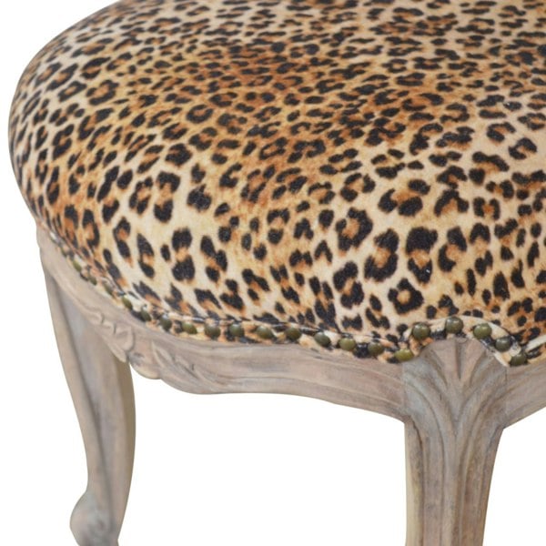 Artisan Furniture Solid Wood Leopard Print Studded Chair