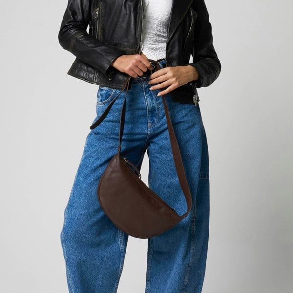 Barneys Originals Brown Leather Crossbody Bag