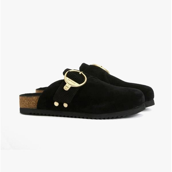 Barbour Barbour KYRA CLOSED Womens Mules Sandals Black Suede