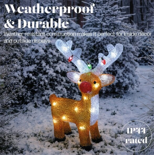 Scotts of Stow Xmas Haus LED Acrylic Deer Battery Operated with Timer