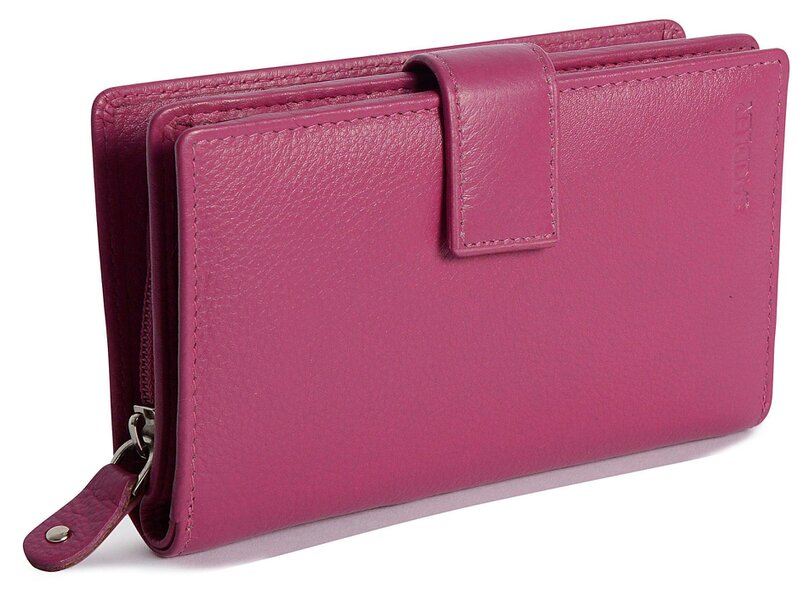 SADDLER Mid-Size Leather Purse Wallet  "Holly" – Handmade by Saddler | RFID Protected & Gift Boxed - Magenta