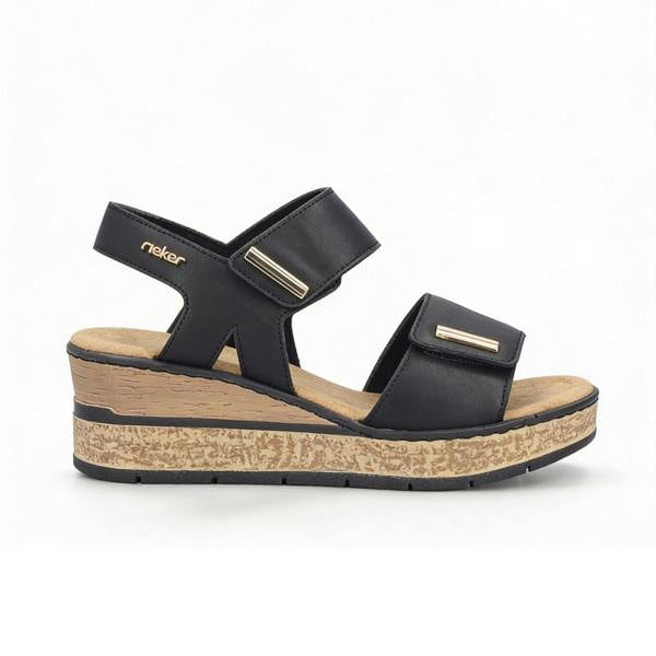 Rieker Rieker ROSE Womens Wedge Sandals Black