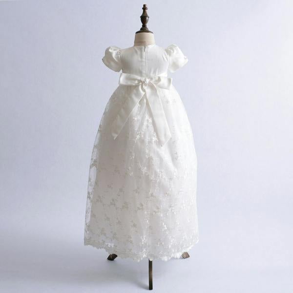Cinda Lace Long Christening Gown with Bonnet