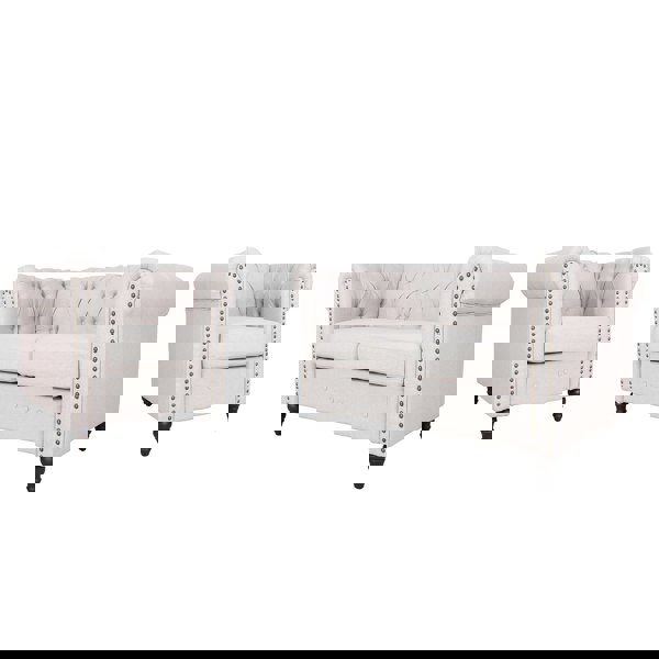 Furniture One Retro Tub Chair, Fabric Armchair, Loveseat Upholstered Chair Set with Nail Decor for Bedroom, Living Room, Office