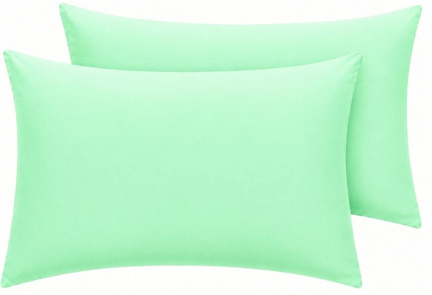 Night Zone Housewife Polycotton Pillowcases Pair – Plain Dyed Easy Care Bed Linen - Mint Green