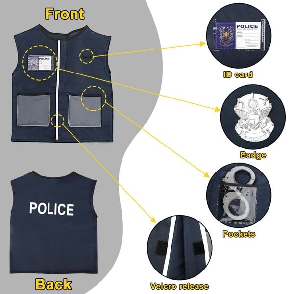 deAO Toys Police Costume Set with Vest Hat Toy Shotgun Role Play Police Play Children